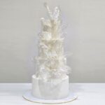 کیک عروسی با دیزاین رایس پیپر