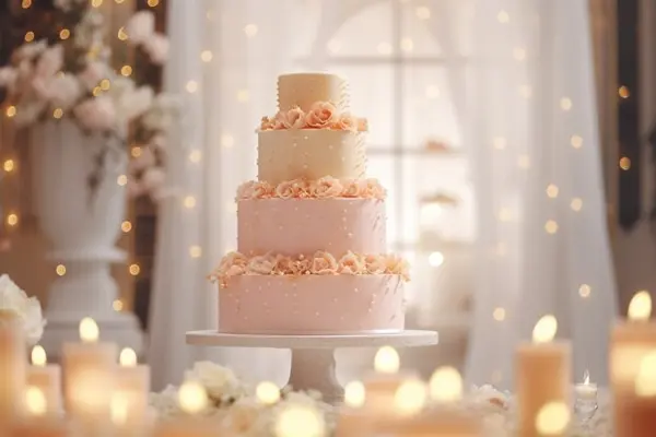 کیک عروسی : کیک سه طبقه سفید | 4 عامل موثر بر قیمت کیک عروسی سال 1404